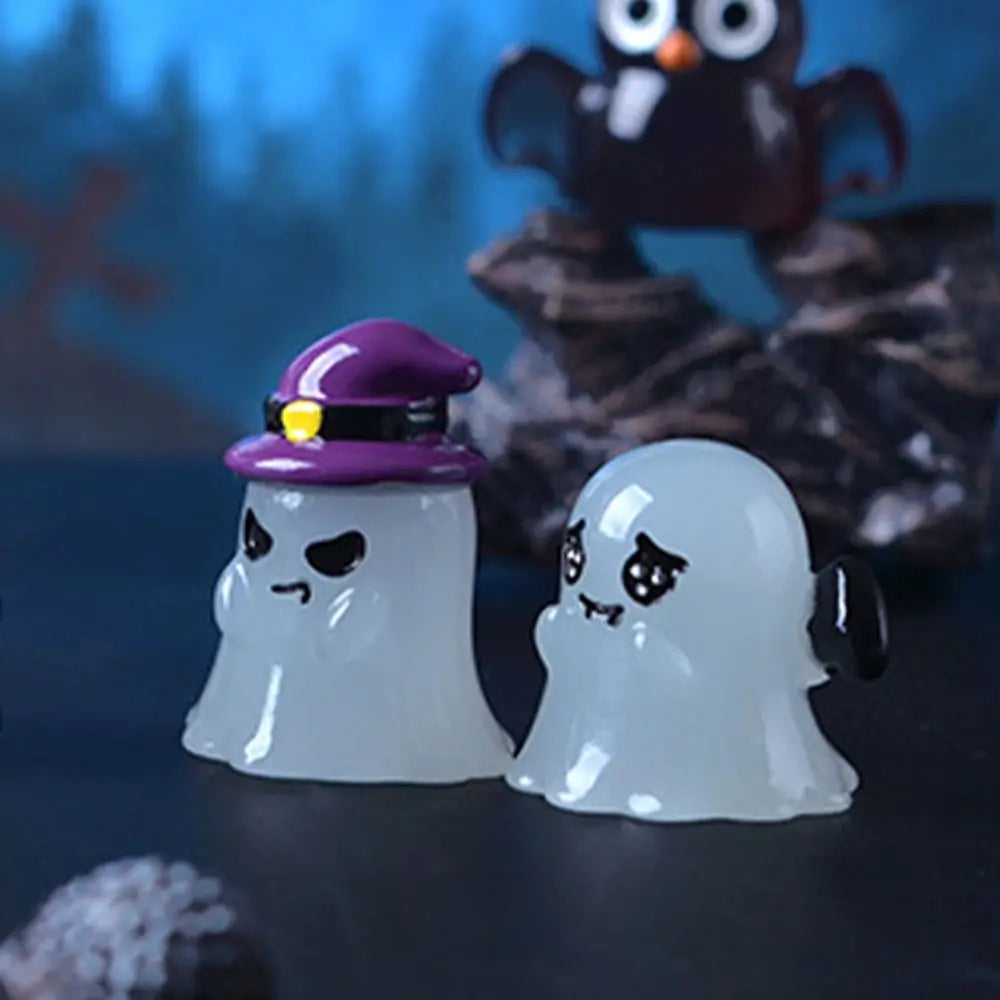 Cartoon Halloween Luminous Ghost Figurines Resin Crafts DIY Noctilucent Ghost Ornaments Mini Festival