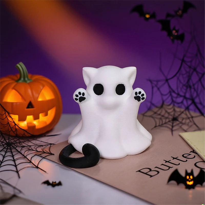 Reading Ghost Model Adorable Spirit Statue with Open Book, Spooky Cute Desk Decor for Halloween/Gifts