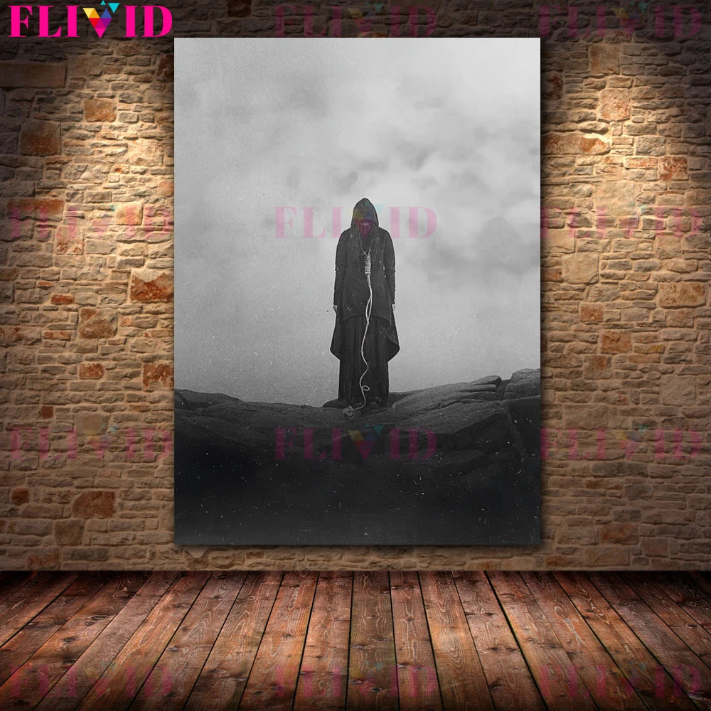 Scary Ghosts On The Hillside Vintage Wall Art Canvas Painting The Demonic Shadow That Roams The Village Art Poster Print Decor