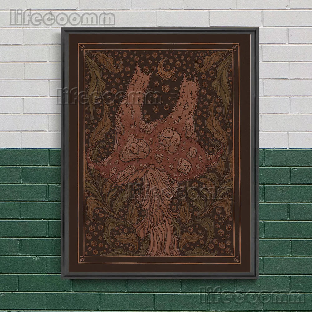 Ghost Tarot Abstract Wall Art Canvas Painting,Cute Ghost Artwork  Illustration Poster And Print For Living Room Decor Unframed