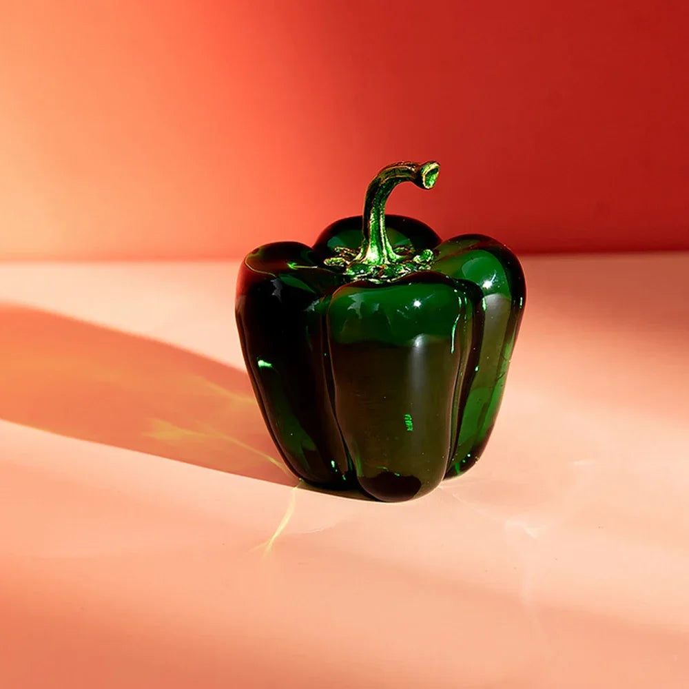 Green Pepper Ornaments Coloured Glaze Decoration Glass Home Decor Glass Crystal Quartz Gift Souvenir Chili Figurine Collectible