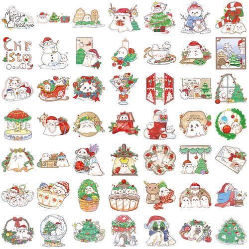 50PCS Cartoon Christmas Ghost Graffiti Stickers - Waterproof DIY Decor for Guitar, Notebook & Luggage RecordingYourLife Store