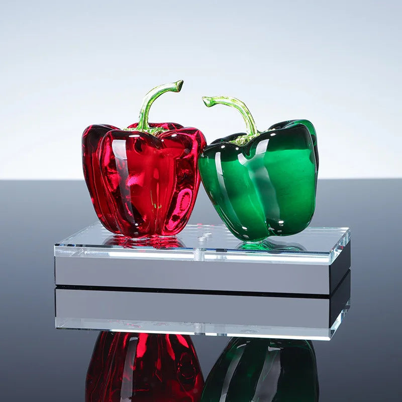 Green Pepper Ornaments Coloured Glaze Decoration Glass Home Decor Glass Crystal Quartz Gift Souvenir Chili Figurine Collectible