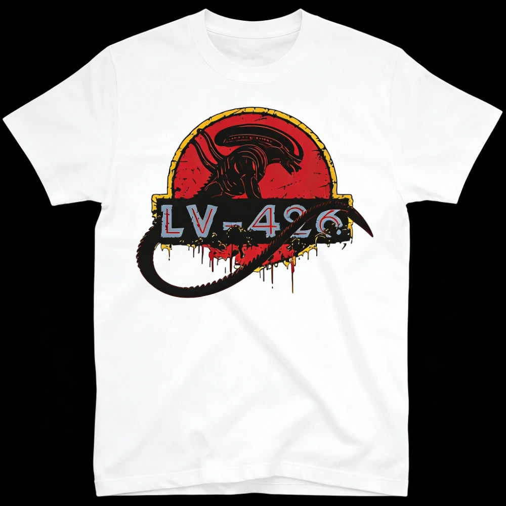 Alien Movie Vintage Graphic T-Shirt Xenomorph Creature Poster Design Black Sci-Fi Tee for Alien Fans Casual Costume Events