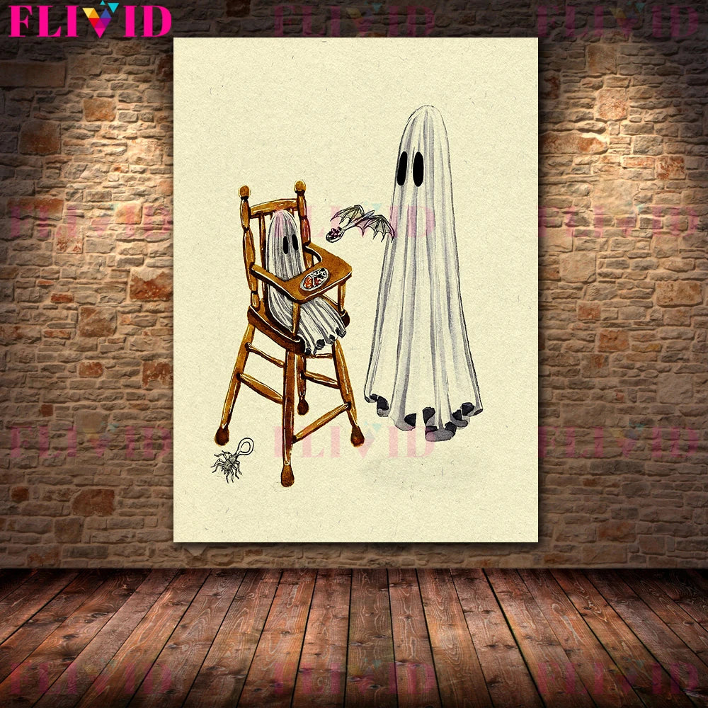 Ghost Teacher And Ghost Nurse Vintage Wall Art Canvas Painting Ghost Lover Art Poster And Print For Living Room Decor Unframed