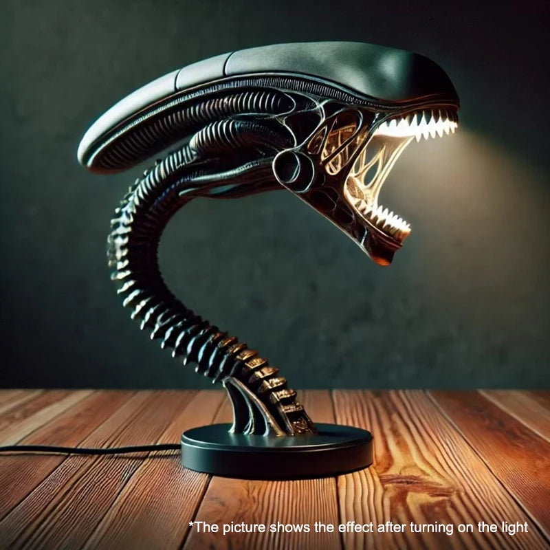 Alien Creature LED Lamp Stand Resin Night Light for Bedroom Home Decor Sculpture Ambient Lighting