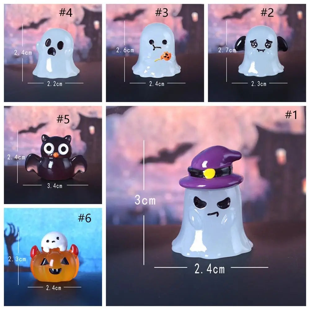 Cartoon Halloween Luminous Ghost Figurines Resin Crafts DIY Noctilucent Ghost Ornaments Mini Festival