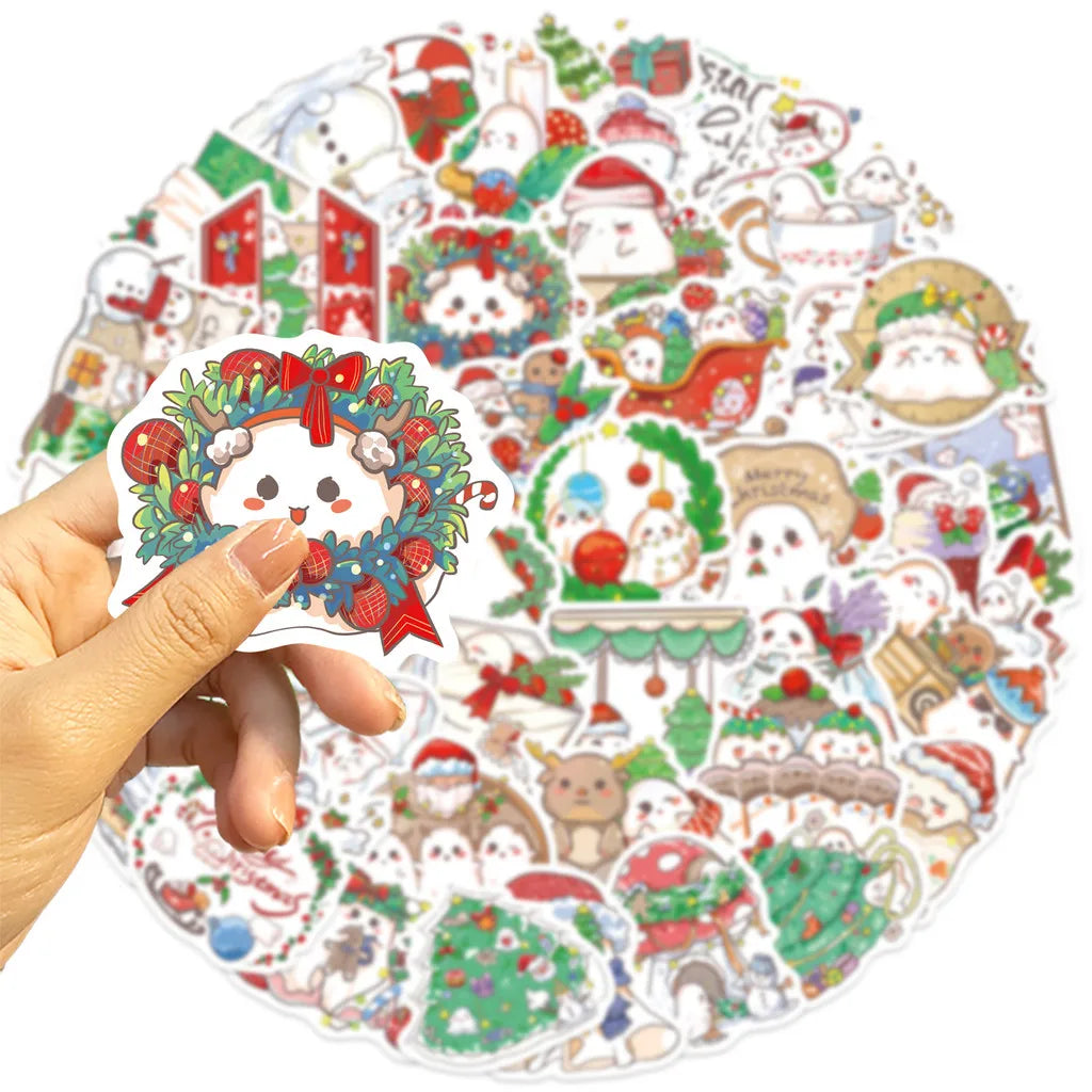 50PCS Cartoon Christmas Ghost Graffiti Stickers - Waterproof DIY Decor for Guitar, Notebook & Luggage RecordingYourLife Store