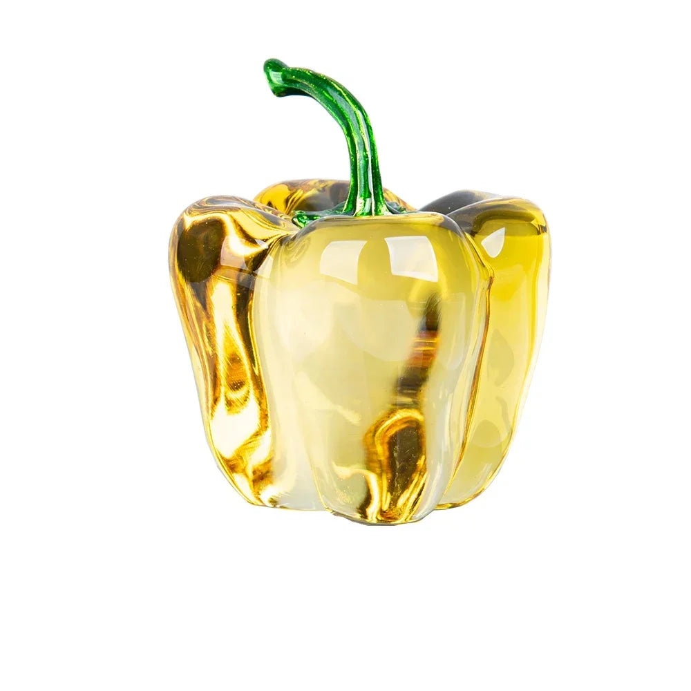 Green Pepper Ornaments Coloured Glaze Decoration Glass Home Decor Glass Crystal Quartz Gift Souvenir Chili Figurine Collectible
