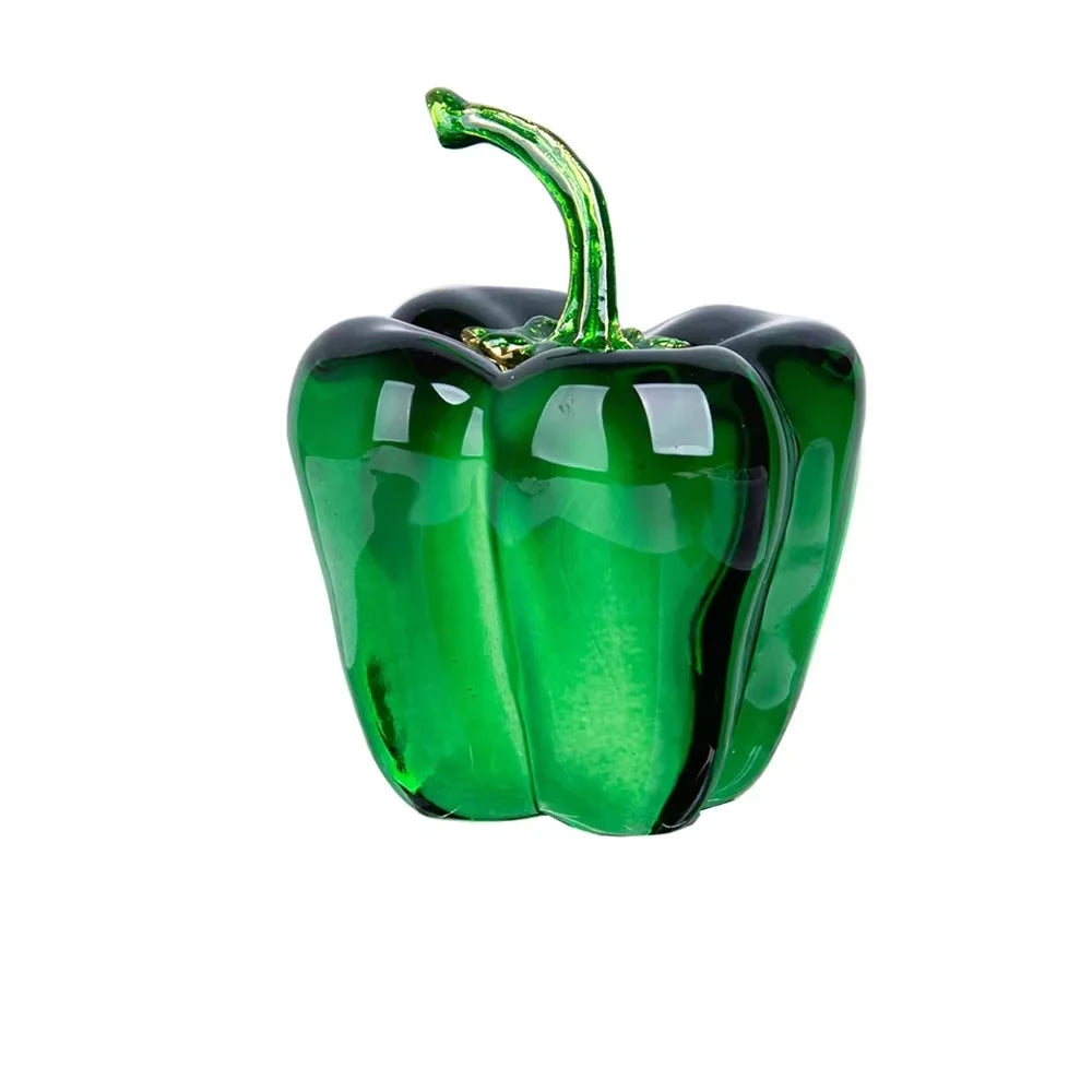 Green Pepper Ornaments Coloured Glaze Decoration Glass Home Decor Glass Crystal Quartz Gift Souvenir Chili Figurine Collectible