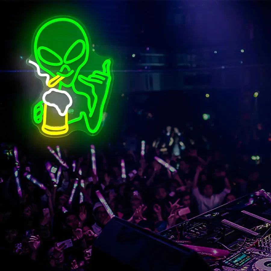 Alien Led Neon Lights Sign for Wall Decor Game Room Home Bar Party Bedroom Man Cave Decor, Gifts for Kids Teen Boy Room Decor