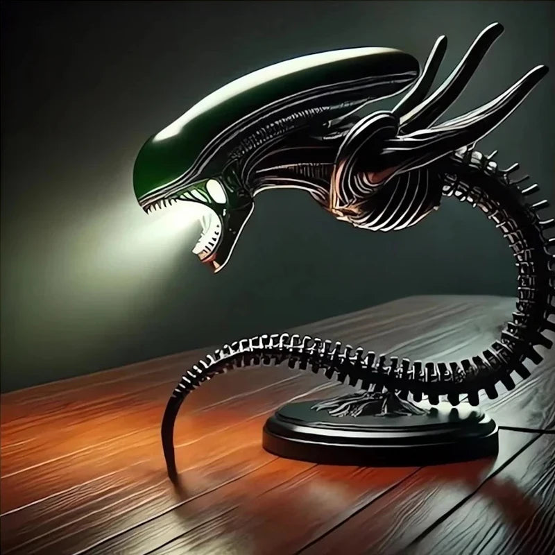 Alien Creature LED Lamp Stand Resin Night Light for Bedroom Home Decor Sculpture Ambient Lighting