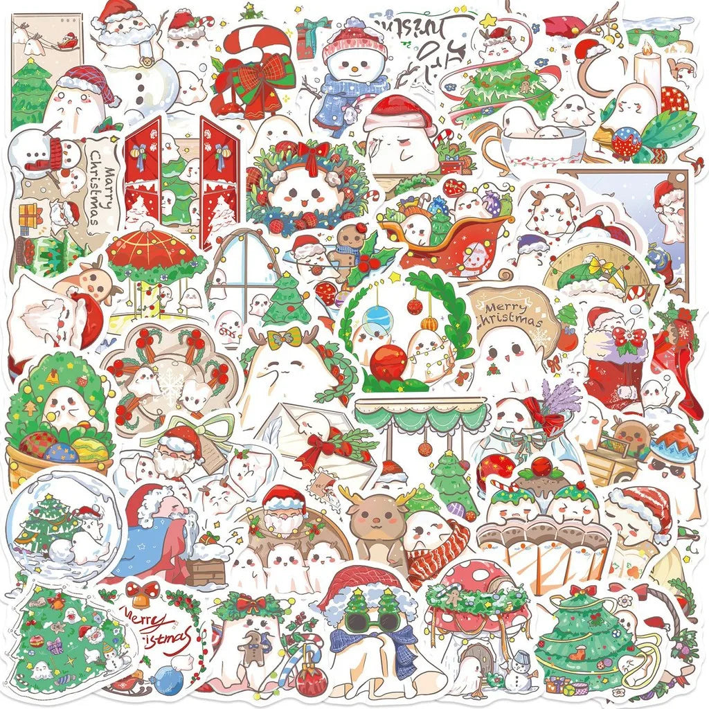 50PCS Cartoon Christmas Ghost Graffiti Stickers - Waterproof DIY Decor for Guitar, Notebook & Luggage RecordingYourLife Store