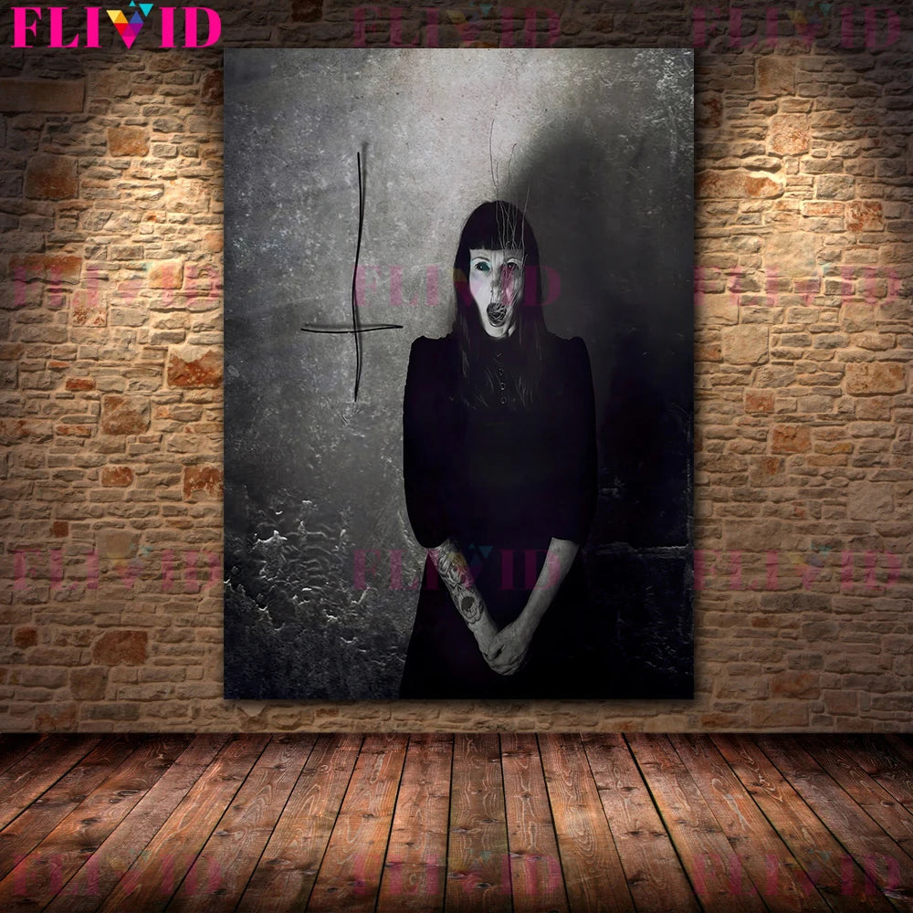 Scary Ghosts On The Hillside Vintage Wall Art Canvas Painting The Demonic Shadow That Roams The Village Art Poster Print Decor