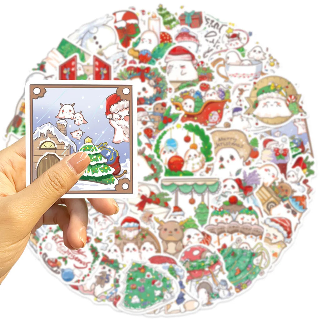 50PCS Cartoon Christmas Ghost Graffiti Stickers - Waterproof DIY Decor for Guitar, Notebook & Luggage RecordingYourLife Store