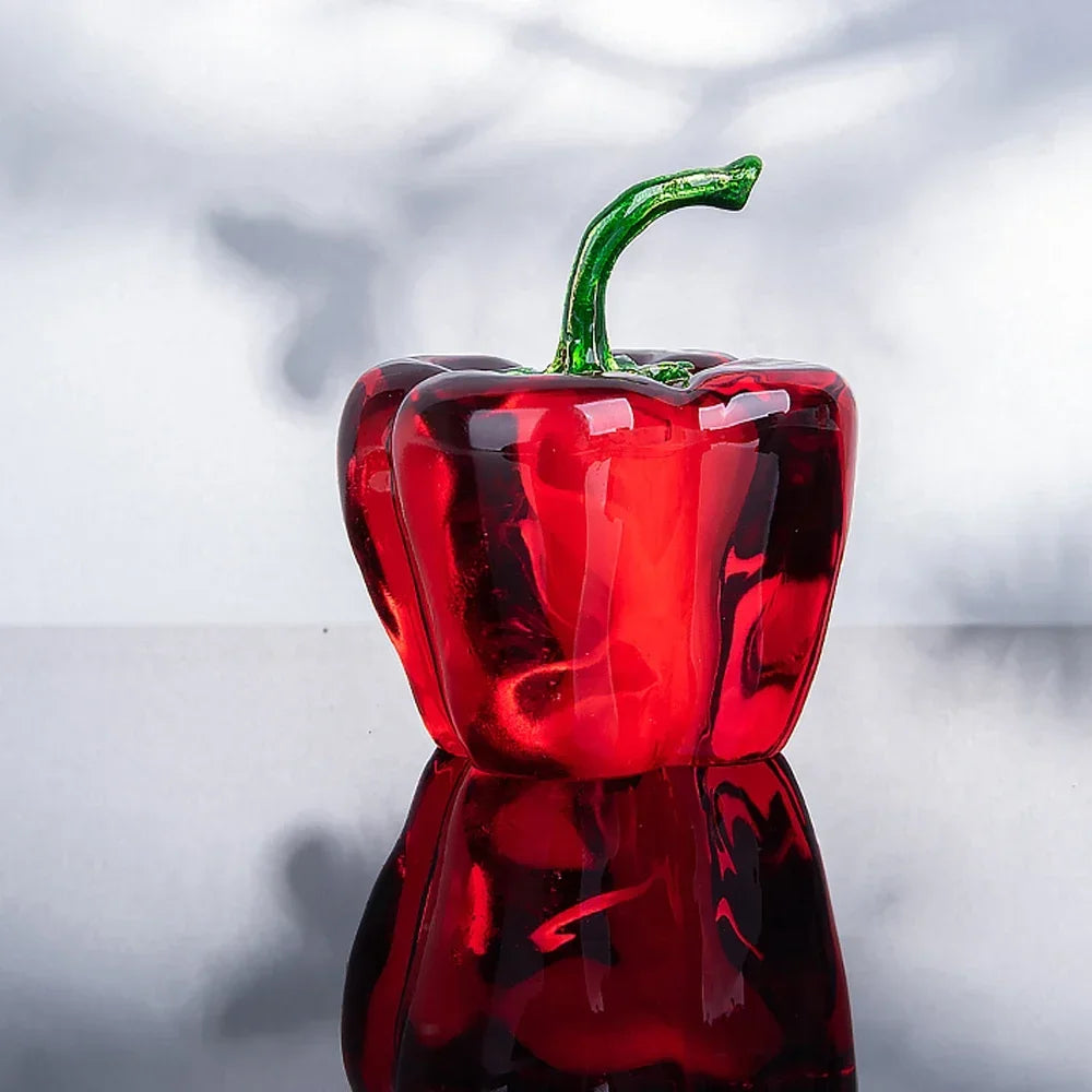 Green Pepper Ornaments Coloured Glaze Decoration Glass Home Decor Glass Crystal Quartz Gift Souvenir Chili Figurine Collectible