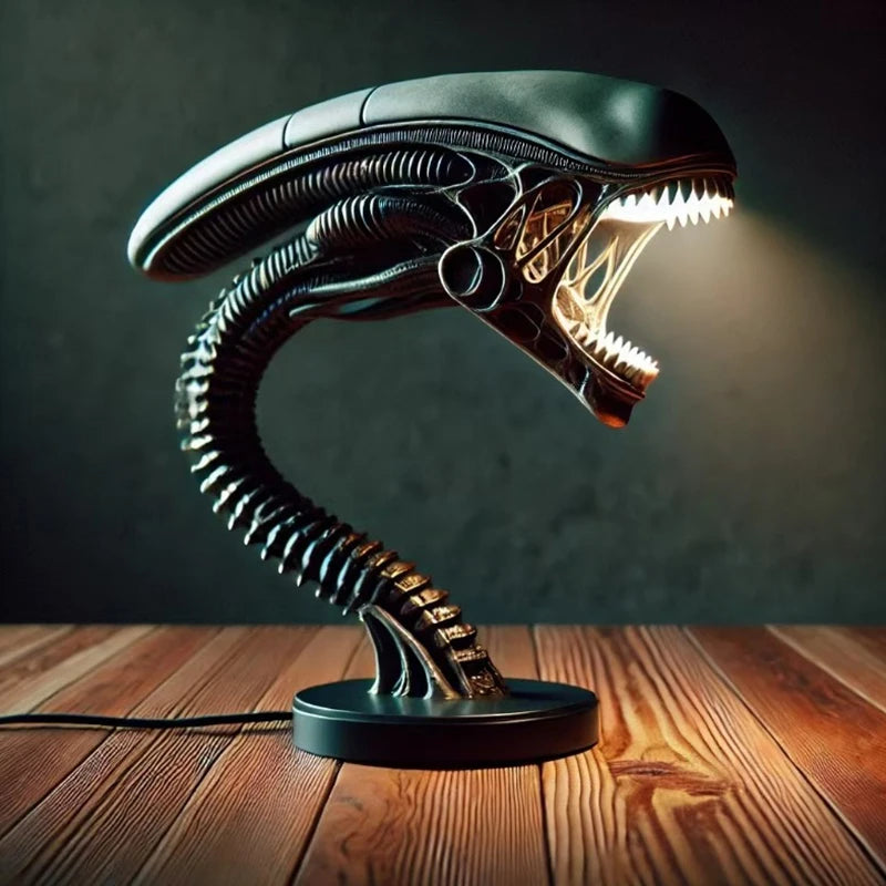 Alien Creature LED Lamp Stand Resin Night Light for Bedroom Home Decor Sculpture Ambient Lighting