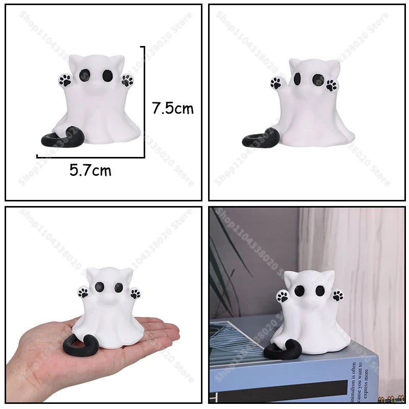 Reading Ghost Model Adorable Spirit Statue with Open Book, Spooky Cute Desk Decor for Halloween/Gifts