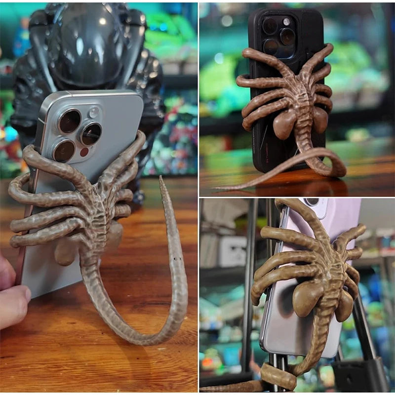 Alien Phone Holder, Creative Decorative Phone Holder Ornament Science Fiction Thriller Movie Facehugger Phone Holder Halloween