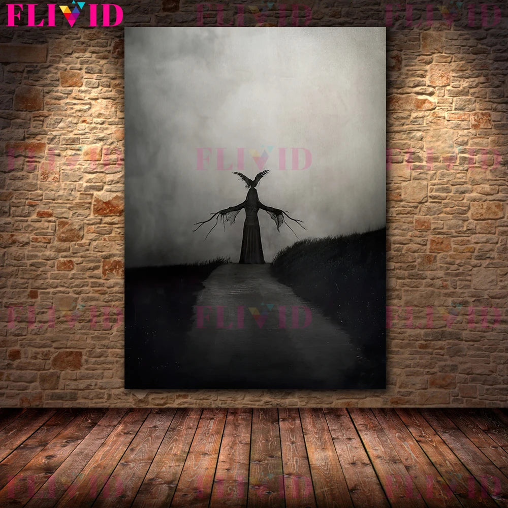Scary Ghosts On The Hillside Vintage Wall Art Canvas Painting The Demonic Shadow That Roams The Village Art Poster Print Decor