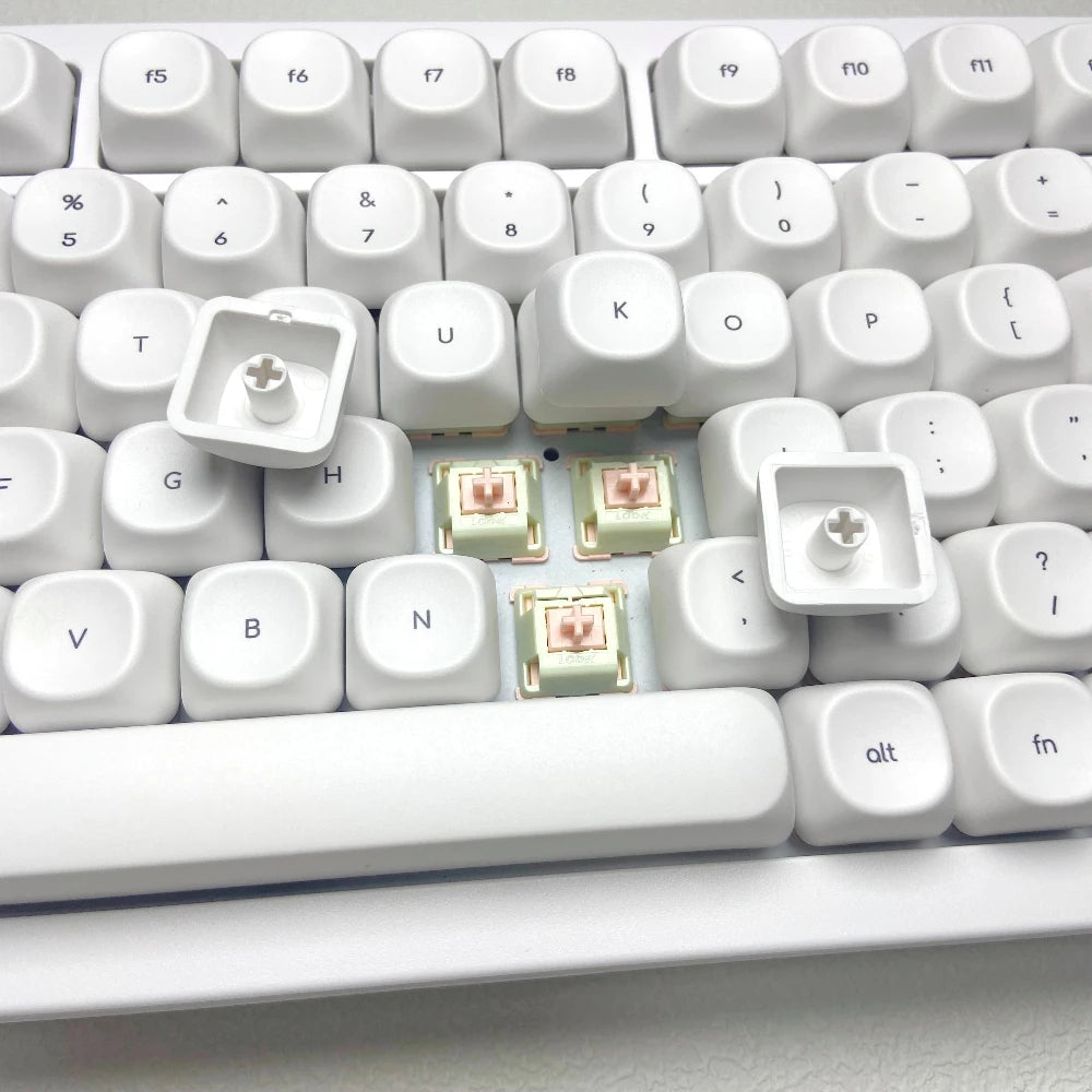 Cute Ghost Small Font Keycaps for Custom Mechanical Keyboard PBT MOA Ball Cap White Minimalist Keycaps Gaming Keyboard