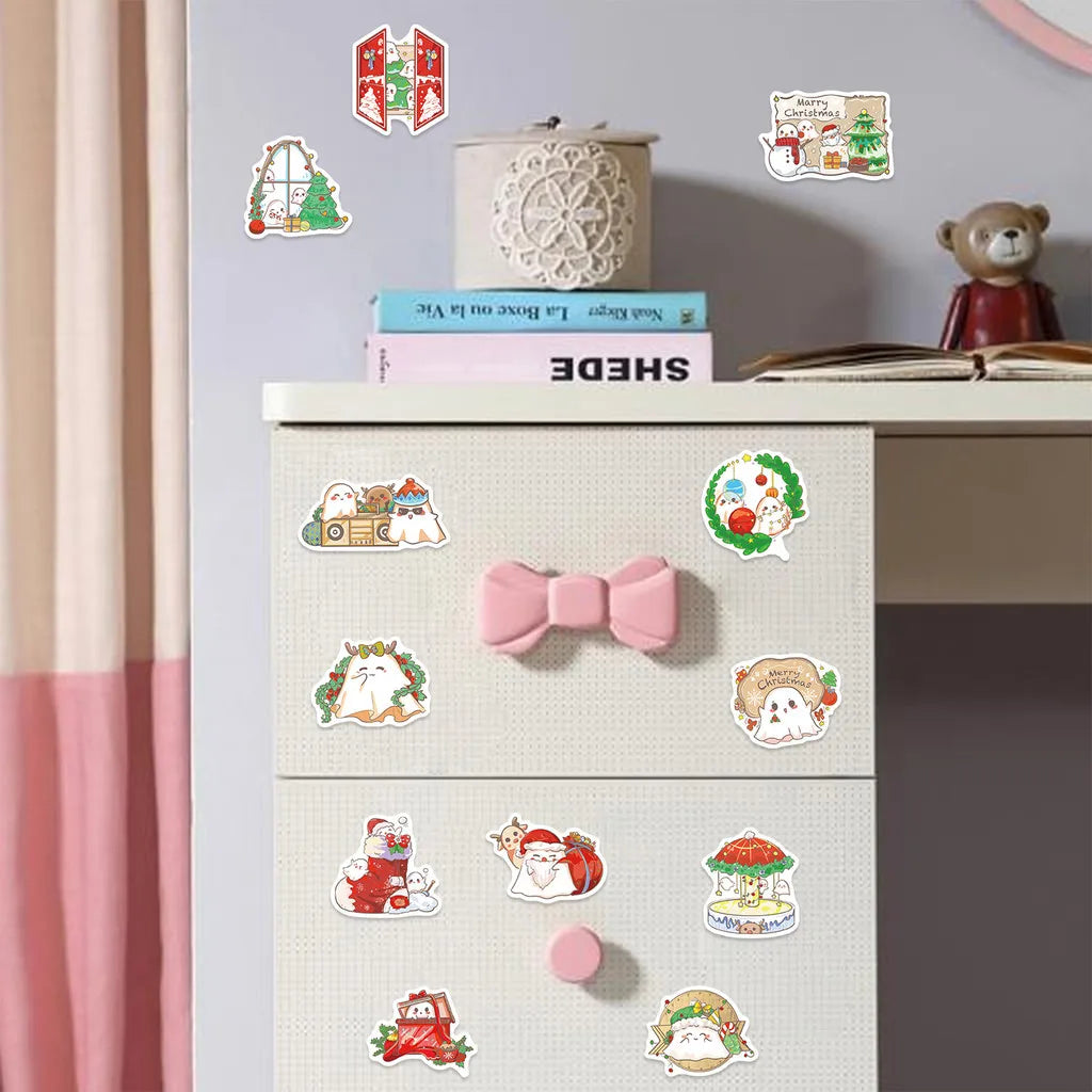 50PCS Cartoon Christmas Ghost Graffiti Stickers - Waterproof DIY Decor for Guitar, Notebook & Luggage RecordingYourLife Store