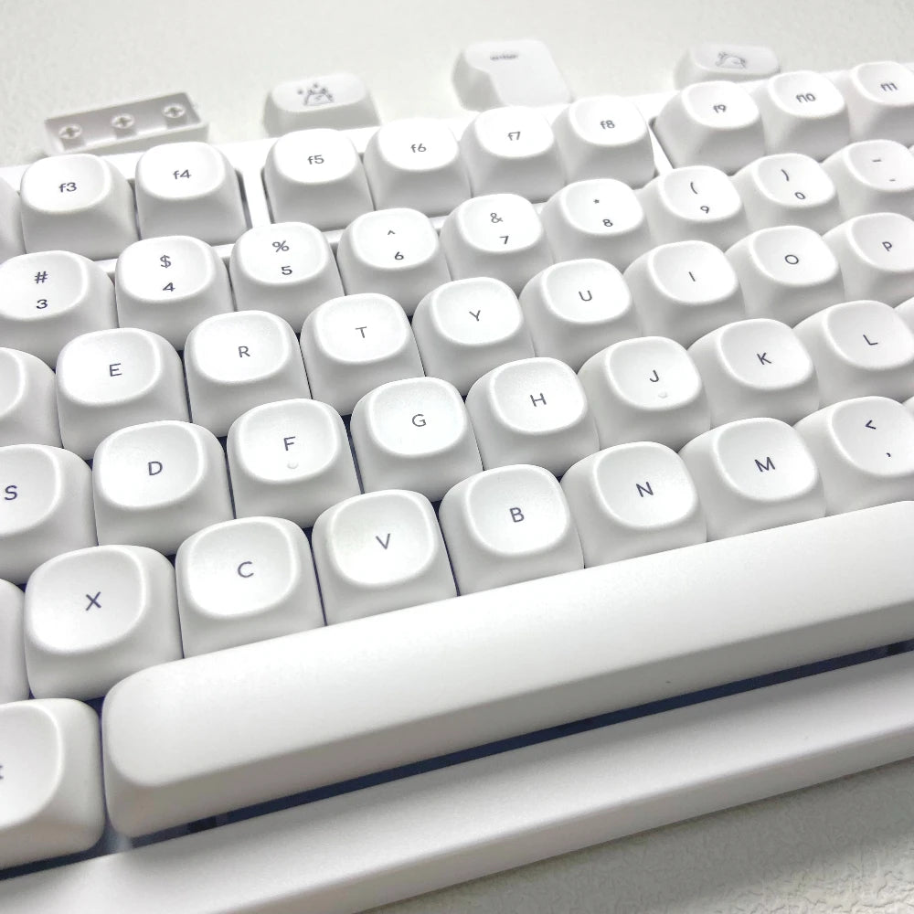 Cute Ghost Small Font Keycaps for Custom Mechanical Keyboard PBT MOA Ball Cap White Minimalist Keycaps Gaming Keyboard