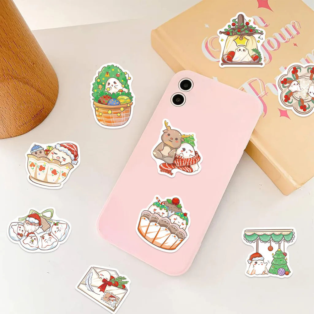 50PCS Cartoon Christmas Ghost Graffiti Stickers - Waterproof DIY Decor for Guitar, Notebook & Luggage RecordingYourLife Store