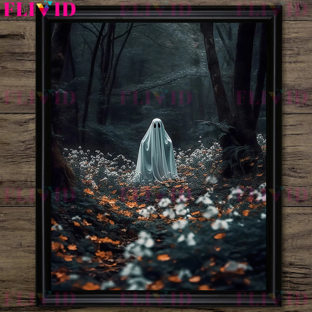 Ghosts Who Love Plants And Flowers Vintage Wall Art Canvas Painting Haunting Ghost Art Poster And Print For Living Room Decor