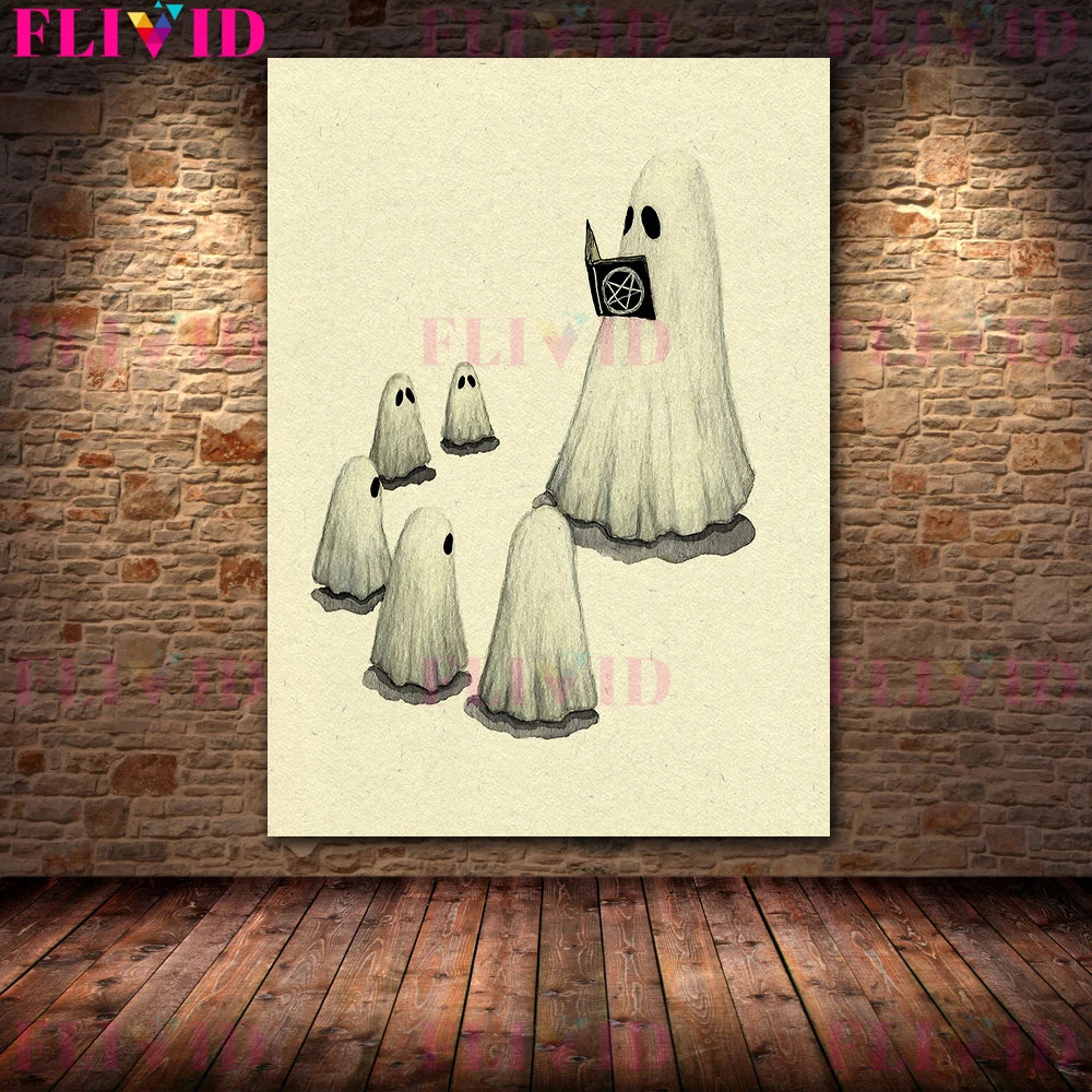 Ghost Teacher And Ghost Nurse Vintage Wall Art Canvas Painting Ghost Lover Art Poster And Print For Living Room Decor Unframed
