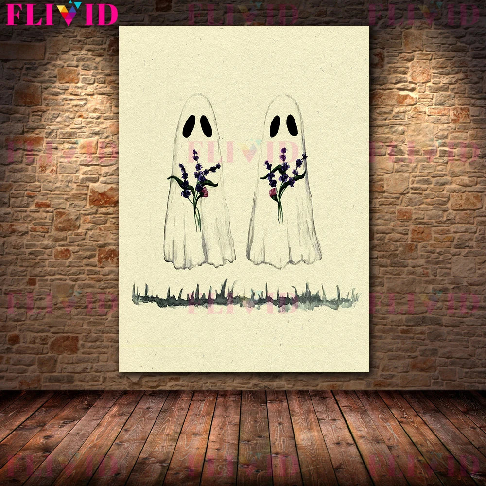 Ghost Teacher And Ghost Nurse Vintage Wall Art Canvas Painting Ghost Lover Art Poster And Print For Living Room Decor Unframed