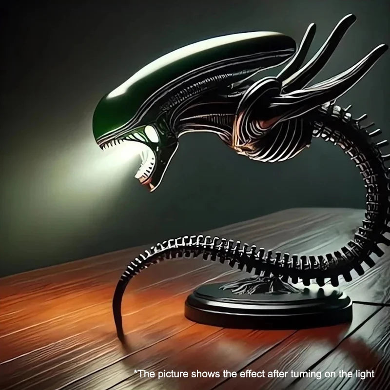 Alien Creature LED Lamp Stand Resin Night Light for Bedroom Home Decor Sculpture Ambient Lighting