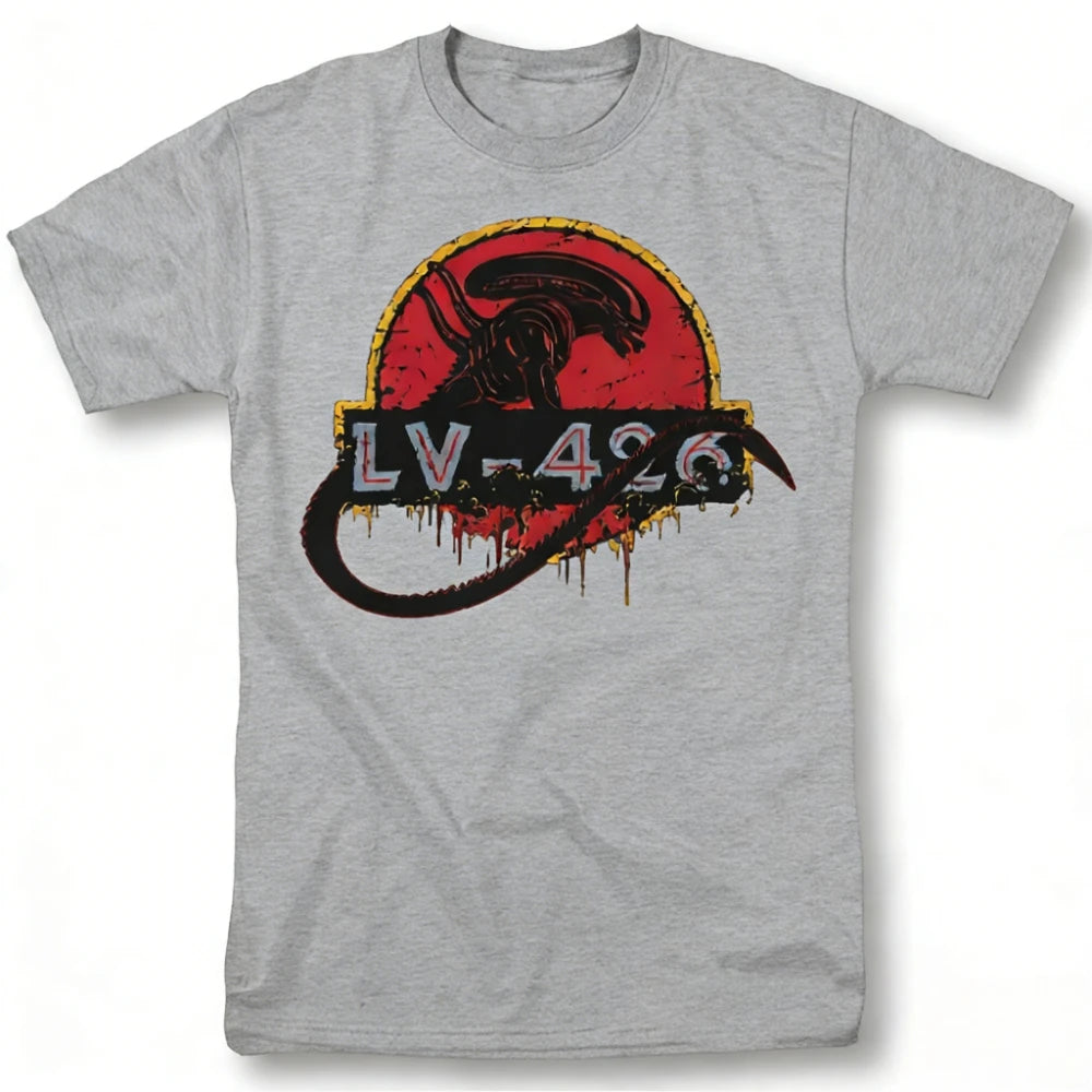 Alien Movie Vintage Graphic T-Shirt Xenomorph Creature Poster Design Black Sci-Fi Tee for Alien Fans Casual Costume Events